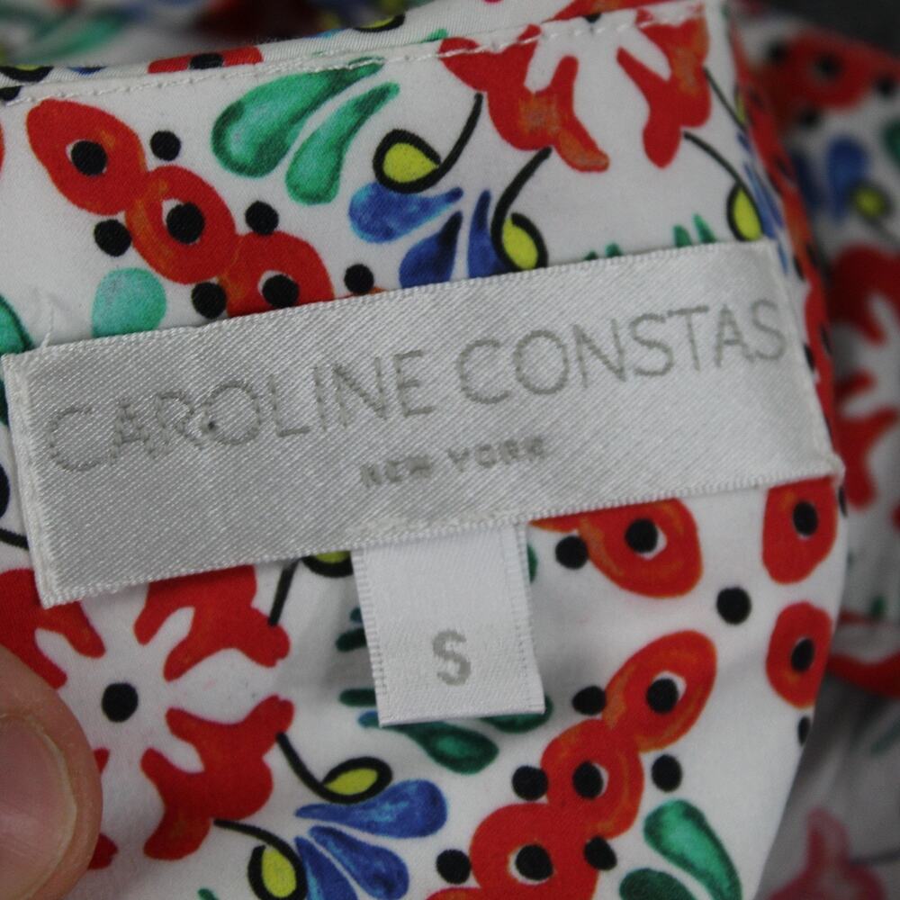 Caroline Constas Floral Tile-Print Ruffled Midi Skirt in Red, Green, Blue - Picture 6 of 10